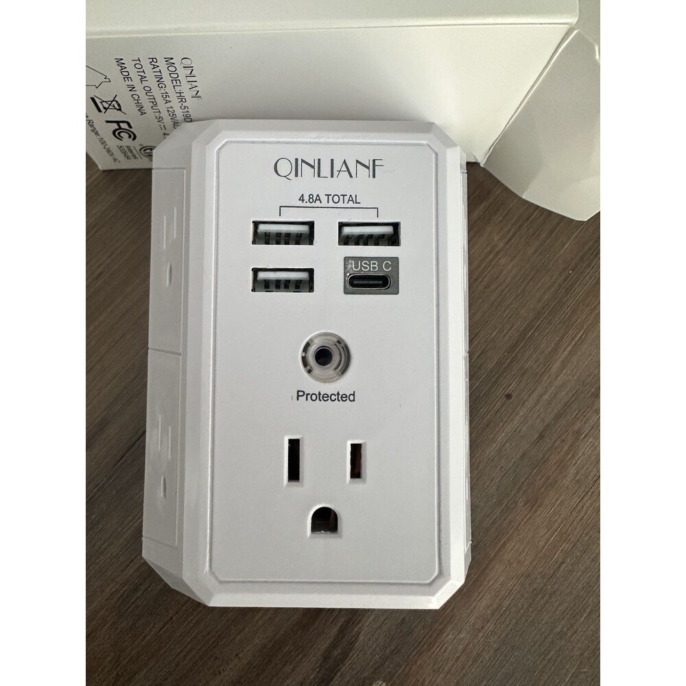 QINLIANF Wall Charger Surge Protector 5 Outlet Extender with 4 USB Charging Port